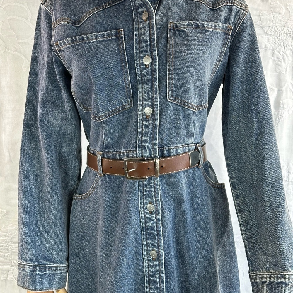 Future Collective Denim Shirt Dress – Western Minimal, women’s Sz6 - Picture 9 of 12